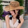 Sommer Sonnenblende Kinder hohl atmungsaktiv Strand handgewebter Strohhut Retro Glockenhut Cowboyhut