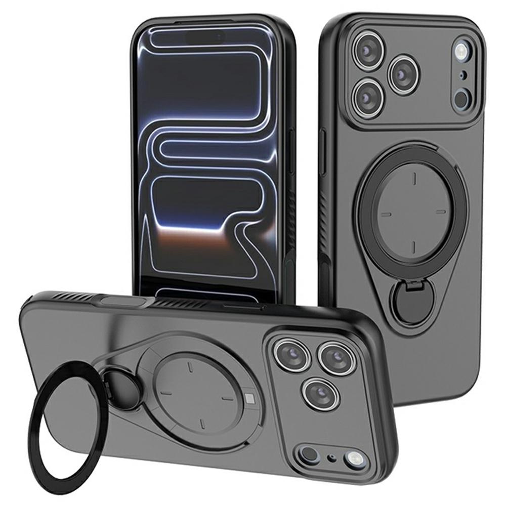 For iPhone 17 Pro Magnetic Case Rotating Kickstand TPU PC Phone Cover Compatible with MagSafe