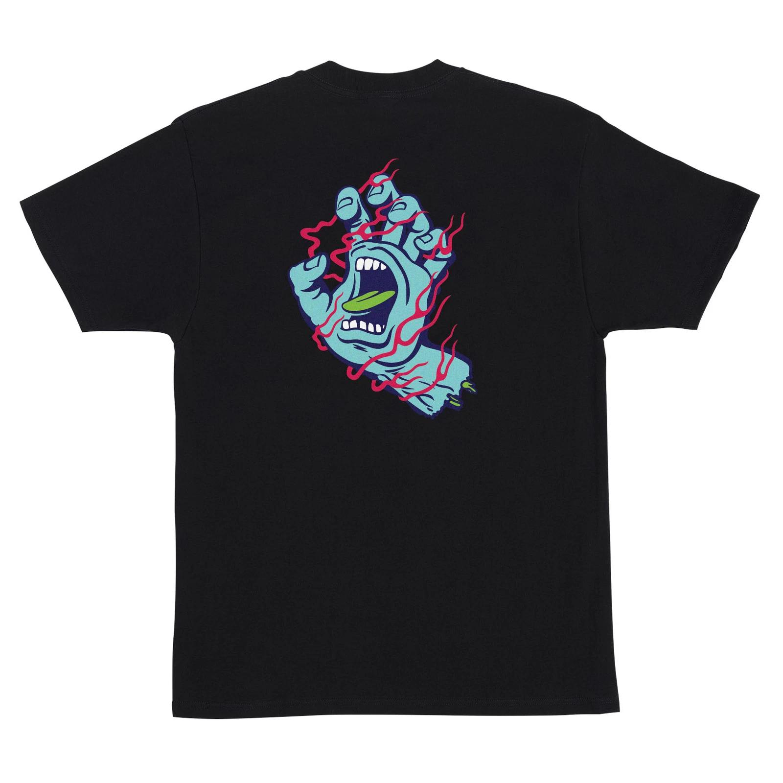 Santa Cruz SCREAMING INFERNO HAND Skateboard T Shirt BLACK XL