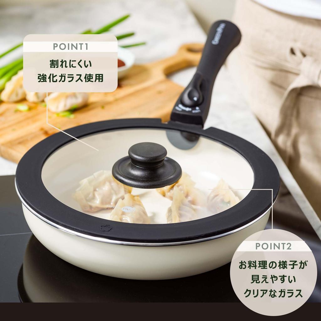 GREENPAN Click Chef Exclusive Glass Lid 26cm Single Item with Removable Handle IH Gas Compatible No Harmful Substances PFAS Free Easy to remove stains