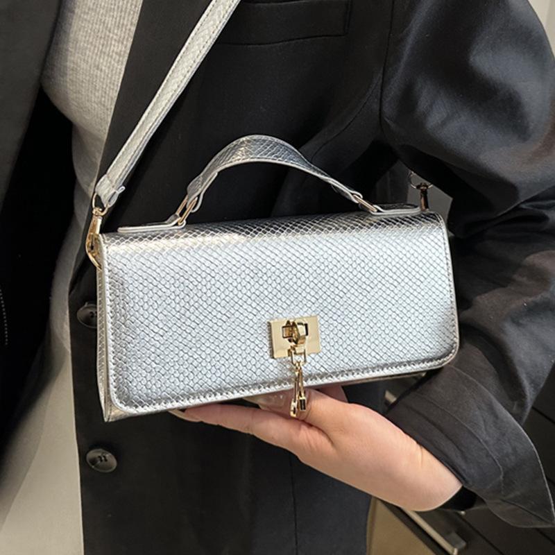 Bolsa de mão de cor sólida tendência 2025, design de nicho, versátil, grande capacidade, bolsa de ombro transversal, com fecho, bolsa feminina de temperamento
