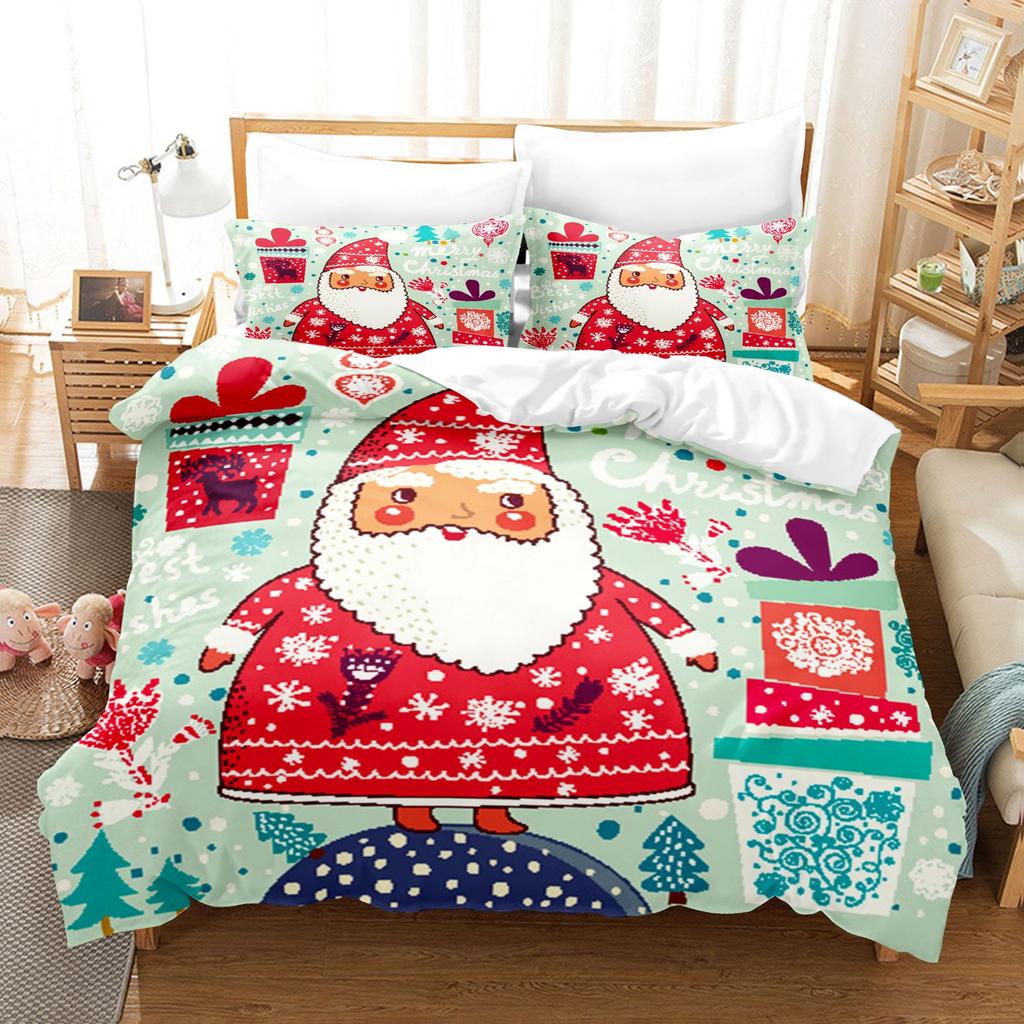 Santa Claus Comforter Cover Set, Super Soft Microfiber Duvet Cover,King Size,New Year Presents,Christmas Decorations Bedding Set