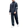 2 Pieces Raincoat Suit with Hat Waterproof Reflective Strip Split Rain Jacket Pants Set for Men Black L