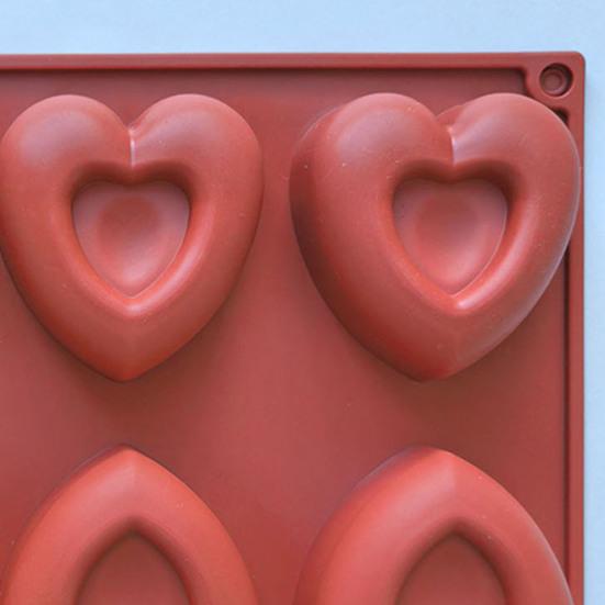 Heart Shape Silicone Mold 8-Cavity Chocolate Cake Soap Candles Mold Flexible Easy Release Baking Mold Kitchen Home Bakery Restaurant Cooking Tools