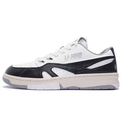 Li Ning 937 Comfortable Casual Low-Top Skate Shoes Men Sneakers Black White AZGS045-2