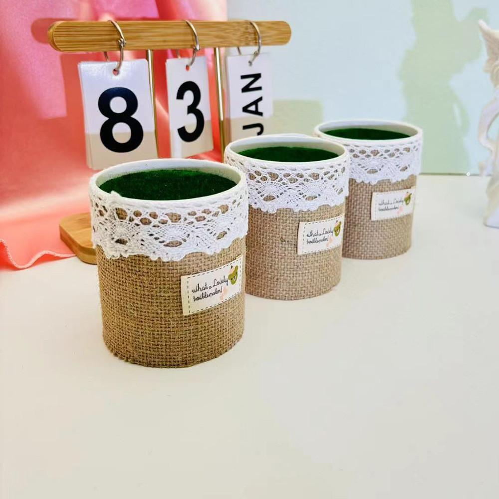 Gerades Leinenrohr mit Etikett Beflockung Blumentopf Gartenarbeit Blume Pflanze Werkzeug