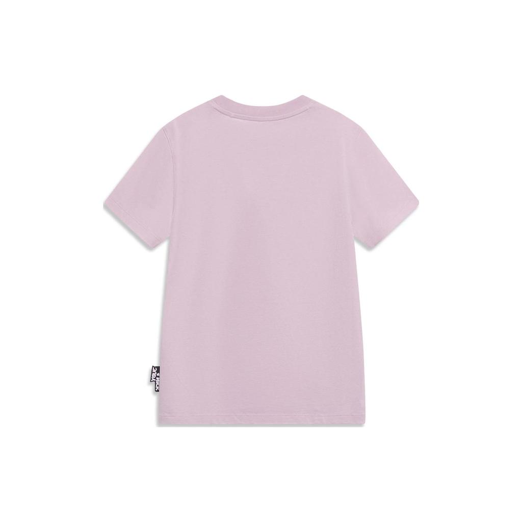 Li Ning X Disney Collaboration Zootopia Series Cartoon Embroidered Short Sleeve T-Shirt Women Tops Soft-Pink AHST278-4