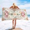 Bohemian Lotus Floral Beach Towel Patterned Sunscreen And Windproof Suitable For Swimming Pool Camping Travel Blanket