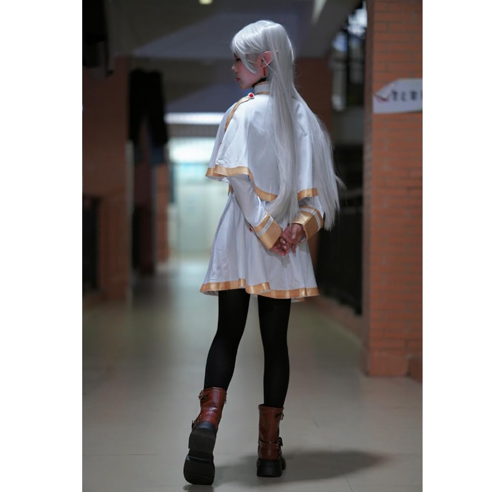 Pawpaw Freiren Cosplay Kostým a Paruka Set pro Školní a Pódiová Vystoupení Velikost Halloween, Festivaly, Narozeniny, (Freiren [Paruka v ceně], S) [Použitý]