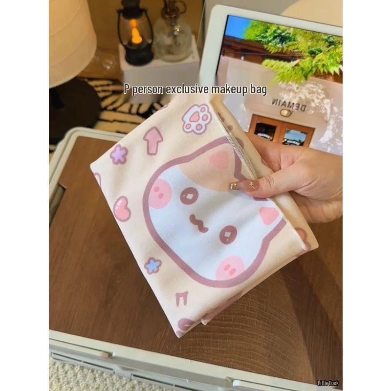 Thickened Pleated Foldable Makeup and Laptop Protective Bag with Velcro