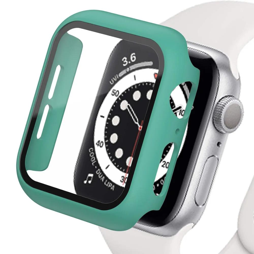 Glass+Matte Watch Cover for Apple Watch Case 45 41 44 40mm 42mm 38mm Bumper+Screen Protector for Iwatch SE 9 8 7 6 5 4 3 2 cover