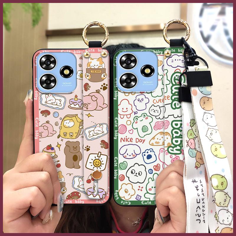 Back Cover Cartoon Phone Case For ZTE Blade A73 4G/V50 Smart Cute Kickstand Wristband Shockproof Waterproof Soft case