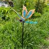 Crafts Metal Dragonfly Garden Stake Creative Luminous Ground Stake Art Colorful Garden Pile Flower Pot
