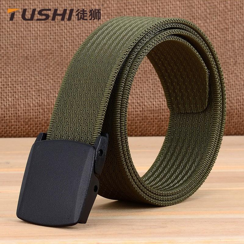 TUSHI Canvas Belt Plastic Buckle Men's Iron-free Metal-free Cross-pattern Nylon Outdoor 3.8CM