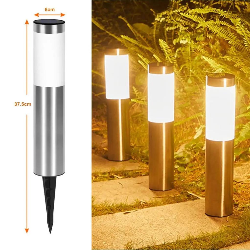 Cylindrical Garden Solar Light Dusk To Dawn Outdoor Waterproof Lights Lamp Cool White Warm White Solar Powered Garden Lighting