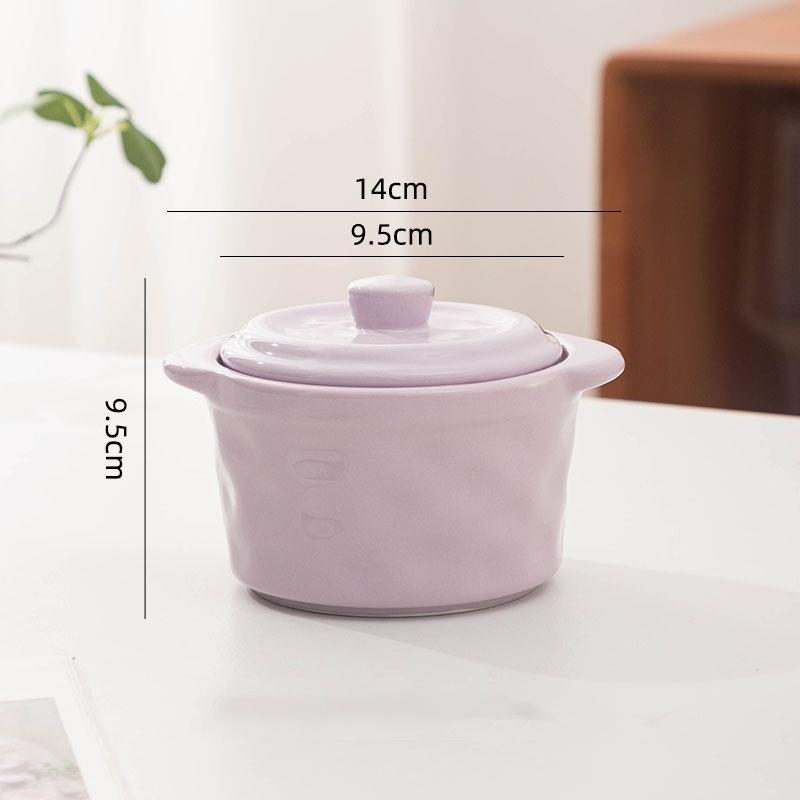 Factory Direct Lelyi Ins Cute Solid Color Hand-pinch Ceramic Soup Bowl High-value Fresh-style Steamed Bowl 6 Inch фиолетовый