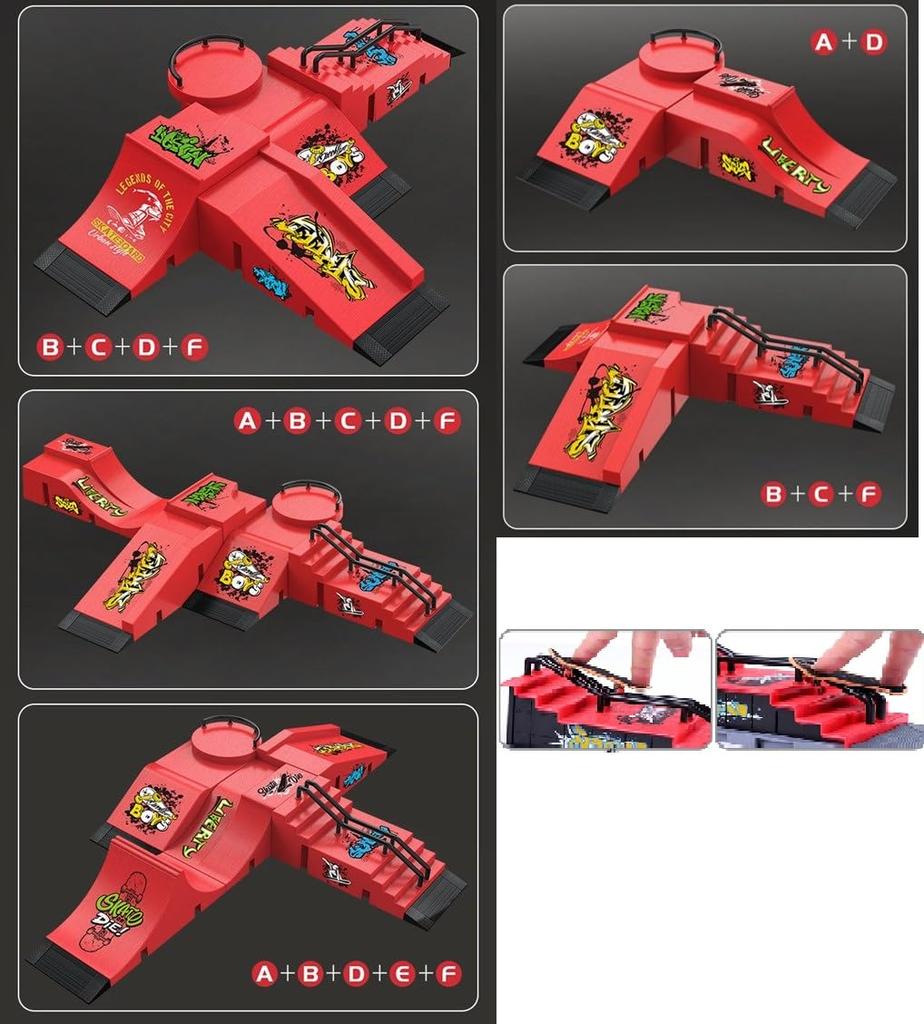 Finger Skateboard and Ramp 6 2 Finger Skate Show Off Your Finger Ideal for Skateboarding Image Training Accessories, Sections, Combos, Park,