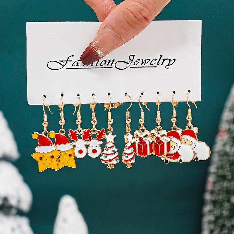 

Рождественские украшения Праздничный Санта Клаус Рождественская елка Олень Серьги Набор