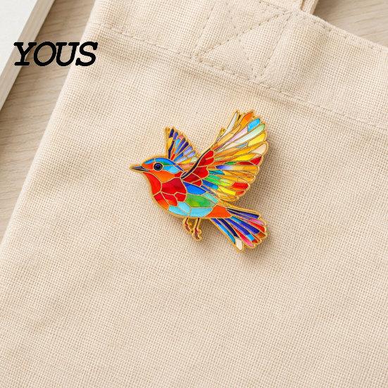 Hat Decoration Pin Brooch with Safety Buckle, Enamel Painting Flying Bird Design Lapel Crow And Pin, Zinc Alloy Metal Base Badge for Coats Shirts