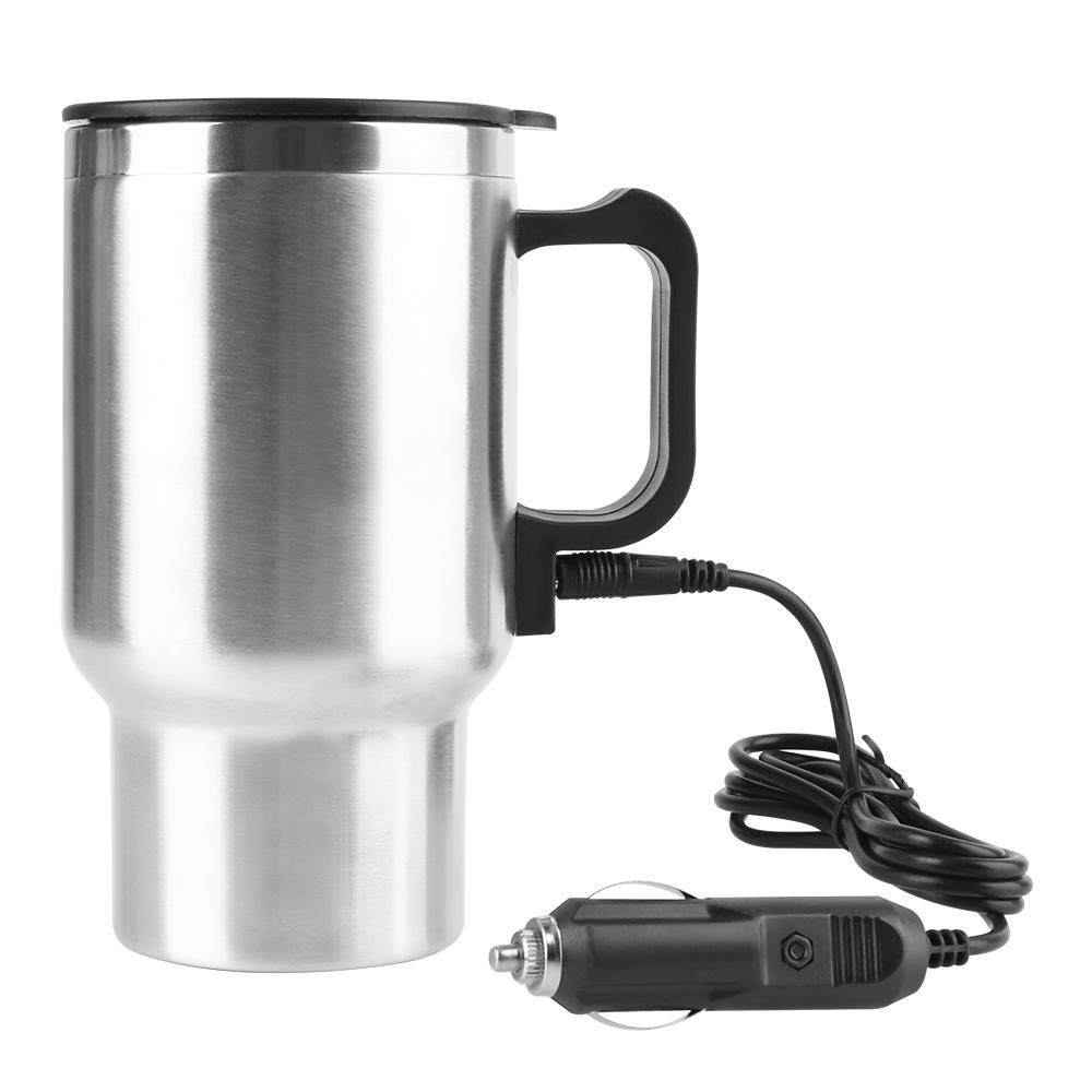 Vehicle Heating Cup Electric Heating Car Truck Cup Camping Travel Kettle Stainless Steel Water Coffee Milk Thermal Mug 12V 450ml