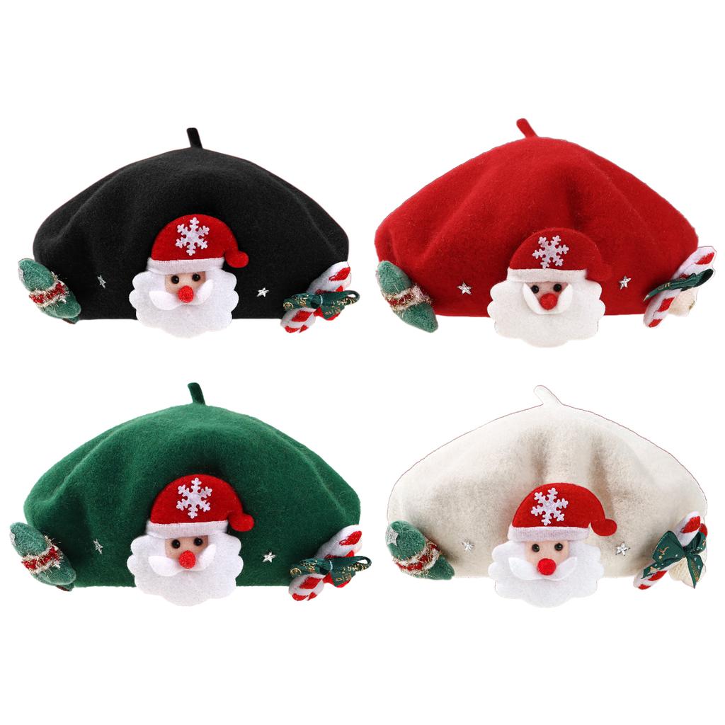 Teens Girls Christmas Beret Festival Thick Beret Woman Windproof Outdoor Painter Hat Christmas Photography Beret Hat
