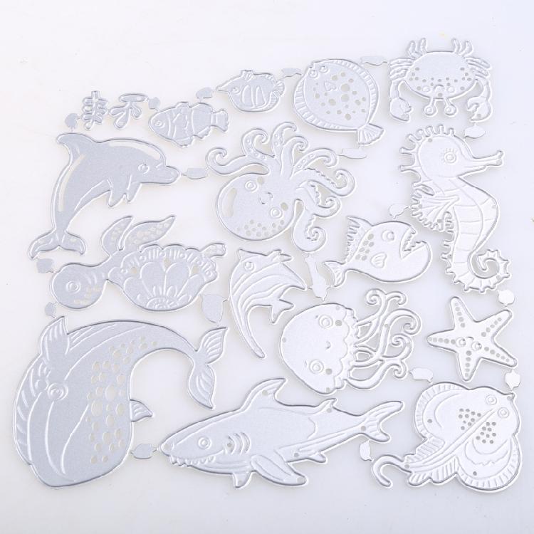 Ocean Animals Cutting Dies Stencil Template Mold Stamp Embossing Art Craft Decor