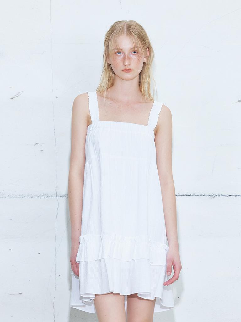 Etmont Frill Banding Mini Dress, White