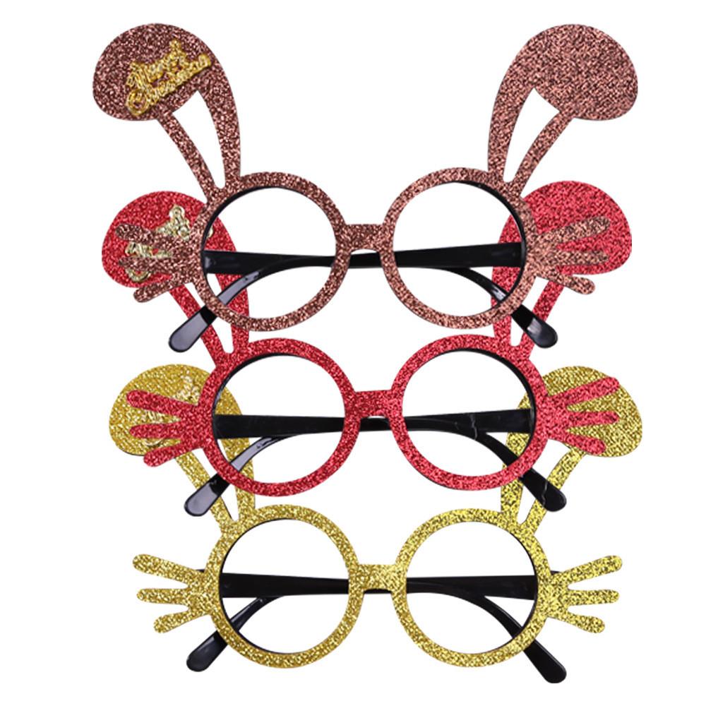 Whimsical Christmas Glasses For Adults And Kids Featuring Deer Antlers And Bunny Ears In Vibrant Colors For Festive Party Photography