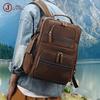 Men's Large Genuine Leather Crazy Horse Backpack - High-Capacity, Business Casual
