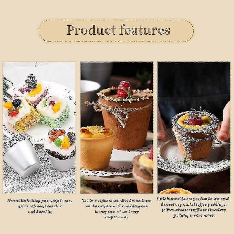 10 Stück Dariole-Formen für hausgemachte Desserts und Cupcakes