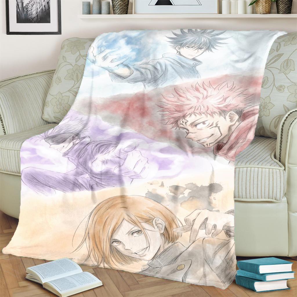 Soft Warm Print Blanket Jujutsu Kaisen Flannel for Bedrooms, Sofas, Beds, Chairs, Picnics, Travel