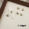 Luxurious Zircon Four-Leaf Clover Nail Art: White K Gold Heart Accessories
