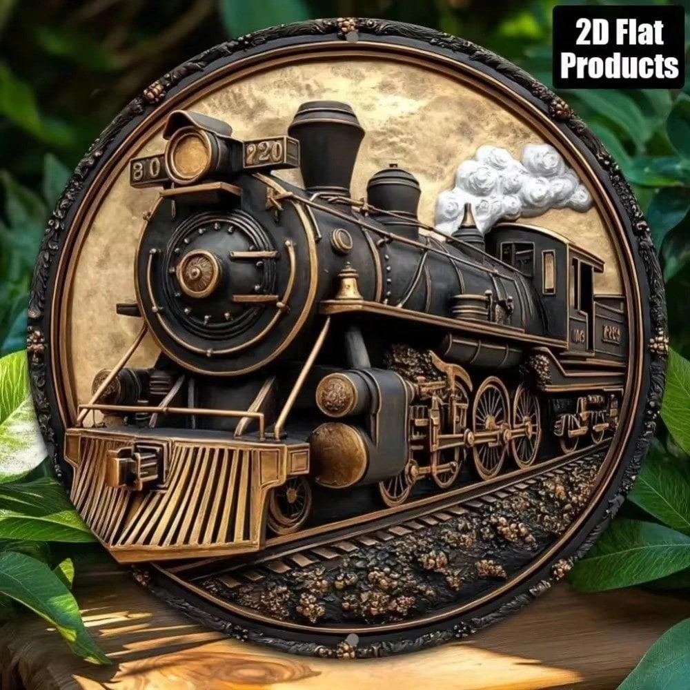 Vintage Steam Train Locomotive Metal Wall Art Decor Nostalgic Tin Sign For Home Office