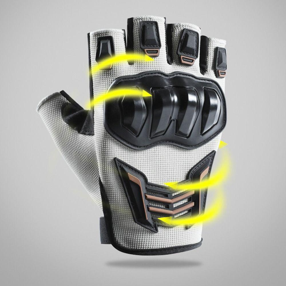 1 Pair Half Finger Motorcycle Gloves Anti-slip Anti-fall Cycling Gloves Adjustable Breathable Driving Gloves for Men and Women