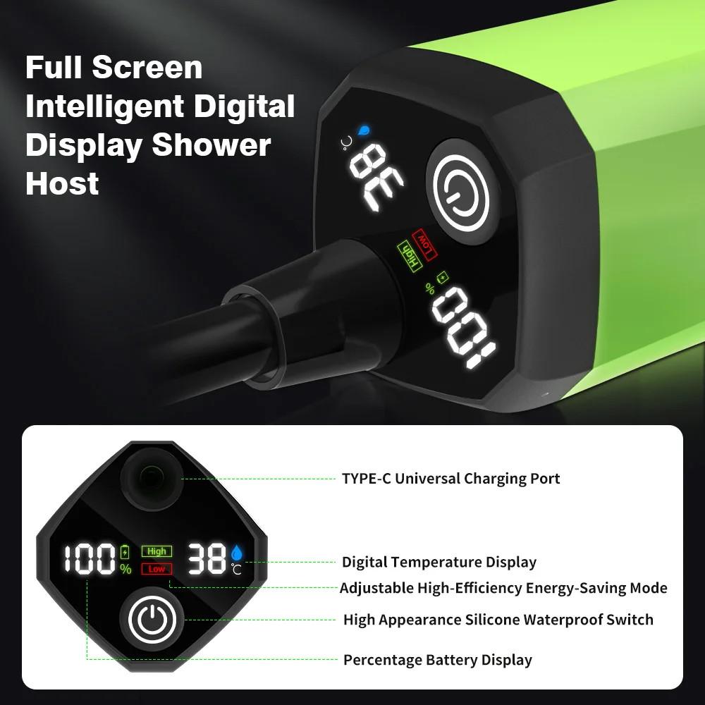 Portable Camping Shower Pump RV Outdoor Camp Shower Kit Intelligent Digital Display Adjustable Shower Kit