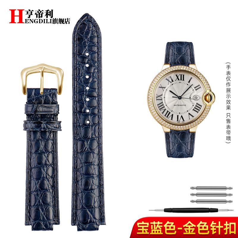 18-11mm 20-12mm Crocodile Genuine Leather Watchband For Cartier Blue Balloon Wsbb0025 Bracelet Watch Men's Women's Replace Strap