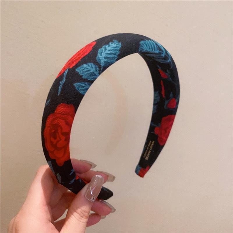 Kvinner Jenter Vakkert Roseblomst Trykk Hårbånd med Stor Sløyfe i Midten Moteabel Kvinne Fest Utendørs Hårtilbehør