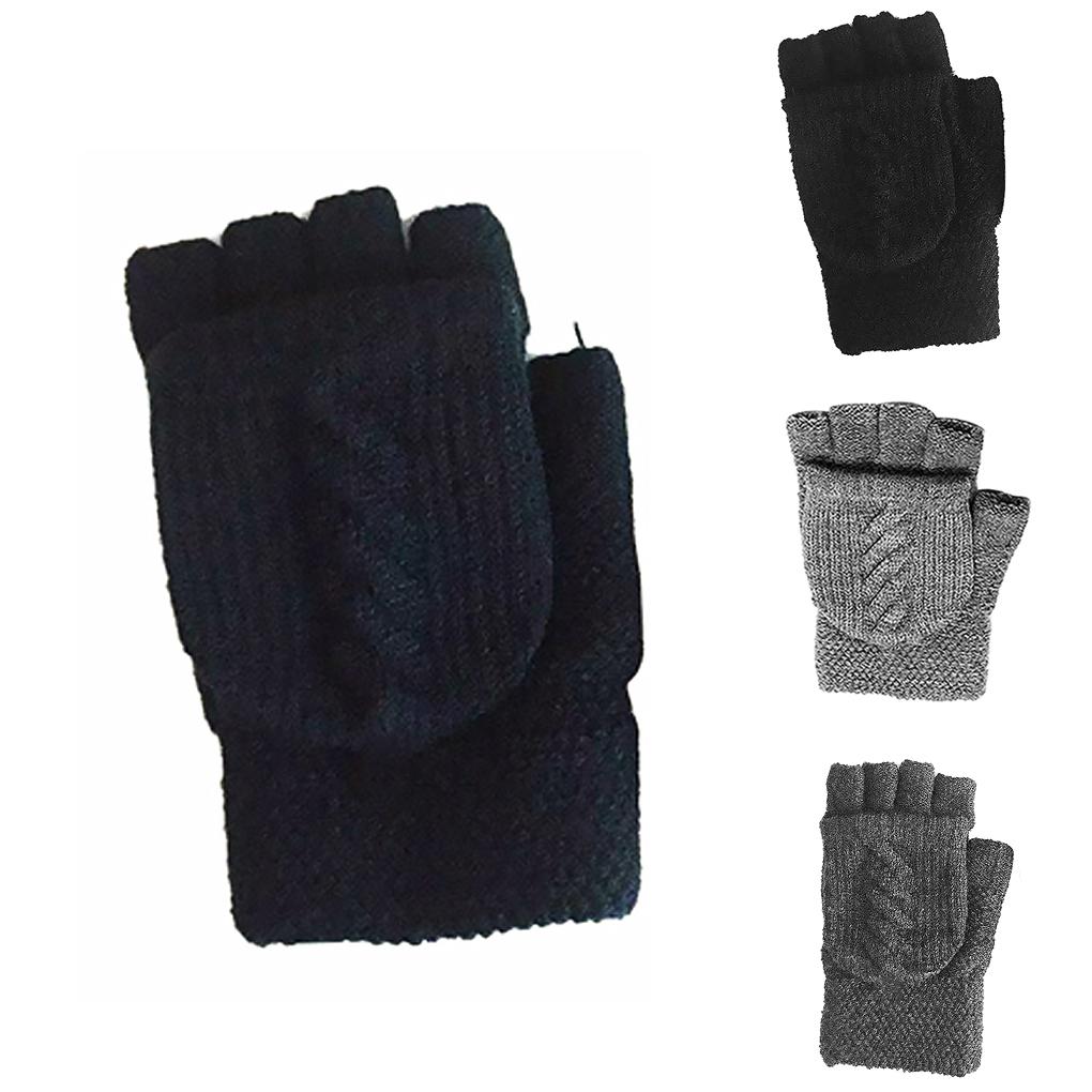 1 Pair Knitted Top Cycling Gloves Adjustable Half Finger Full Finger Winter Outdoor Hiking Warm Cotton Mittens