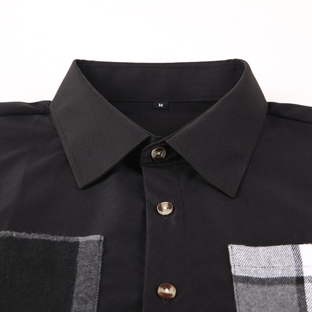 Men's Color-blocked Shirt Long Sleeve Men's Casual Fashion Trend With Pocket Shirt Jacket