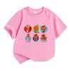 Kids Boys Girls 100% Cotton Crew Neck Short Sleeve T-Shirt, Cute Orange Cartoon Cat Family Print Casual Soft Breathable Top for Children Daily Wear, G