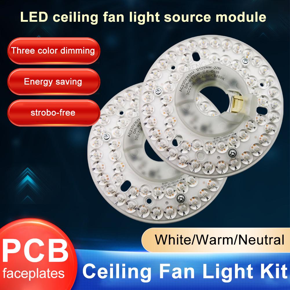 3.9/4.9/6.2 Inch 15/18/24W Ceiling Fan Light Retrofit Kit 110/220V Ceiling Fan Light Replacement Panel Pendant Light Round Panel