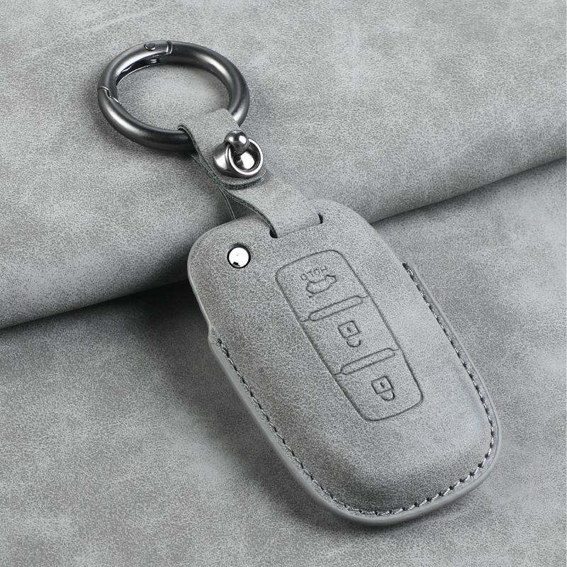Leather Car Key Case Cover Shell Fob for Hyundai Grand Prix GN7 IONIQ6 Nuovo Kona Genesis Coupe Sonata Ix35 Protector Keychain