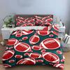 Red Football Pattern Design Bedding Duvet Cover Set  (1*Duvet Cover 2*Pillowcases, without duvet insert)