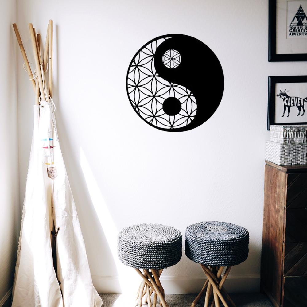 Metall Yin Yang Wandkunst – Heilige Geometrische Dekoration, Eisensilhouette für Einzigartigen Wohnakzent & Moderne Wanddekoration