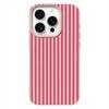 Mint Pink Stripe Leather Texture Soft Case for iPhone 17 17E 16 15 14 13 12 11 Pro Max Minimalist Shockproof Cover