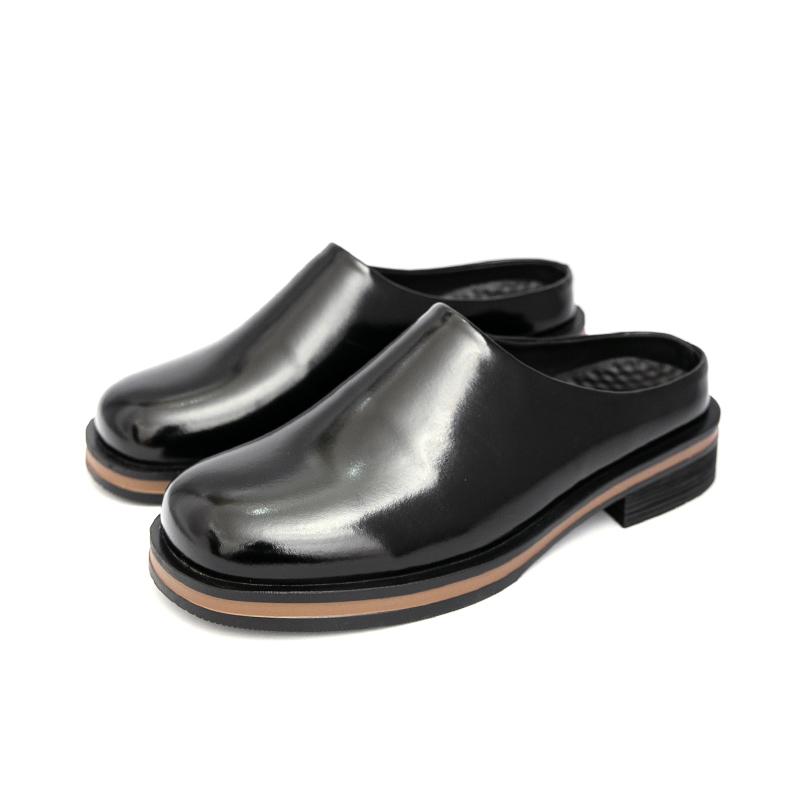 Leather Slippers for Men Slip in Style Casual Dress Shoes Lazy High-end Cleanfit Mules Summer Breathable Outdoor Commuting