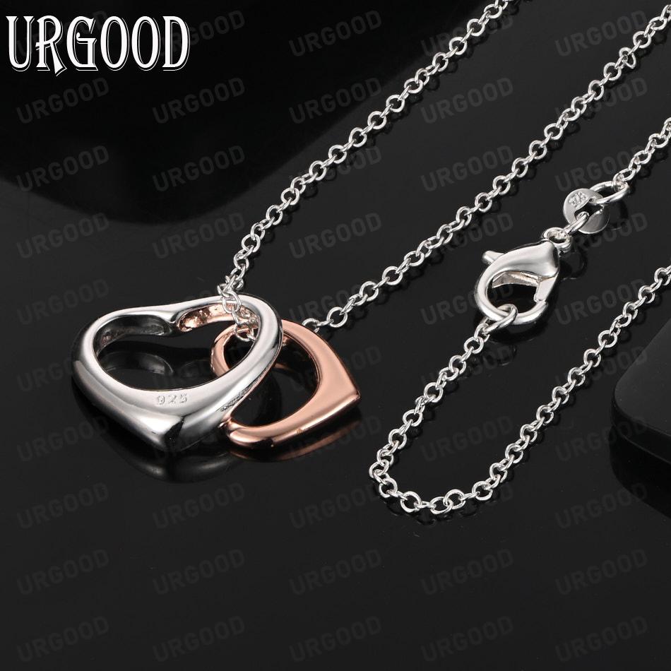 925 Sterling Silver Fashionable Openwork Mixed Heart Pendant Necklace - Exquisite Wedding Jewelry 45cm