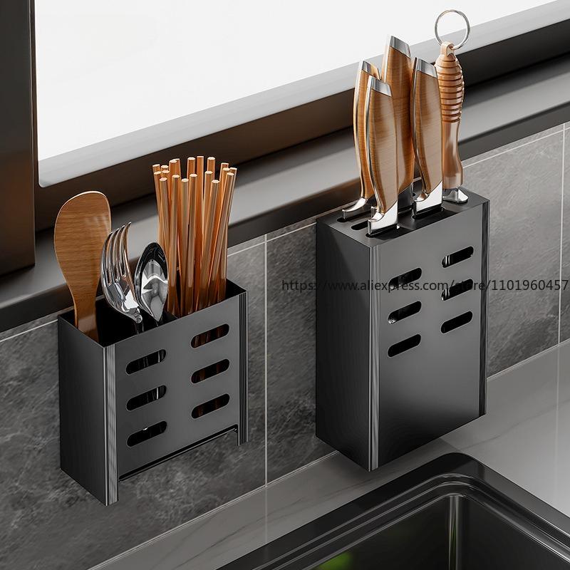 Küchenregal Boden Freies Stanzen Raum Aluminium Abtropfgestell Gewürz Messerhalter Wandhänger Wandbehang