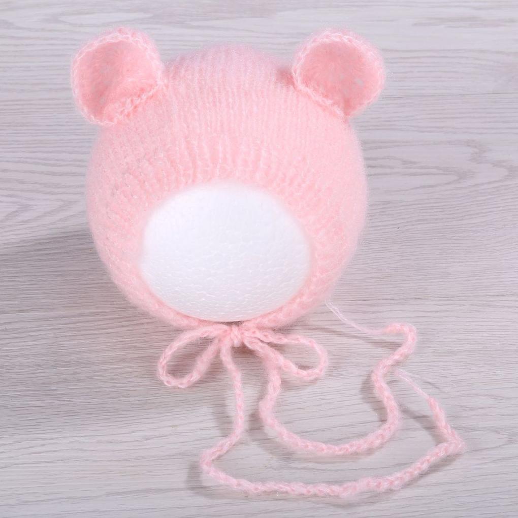 Soft Baby Beanie With Bear Ears For Newborn Photography Props Elastic Comfort Baby Photography Props