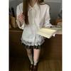 Red Hall Women's Early Autumn 2025 French-Style Lace Shirt - Unique and Beautiful